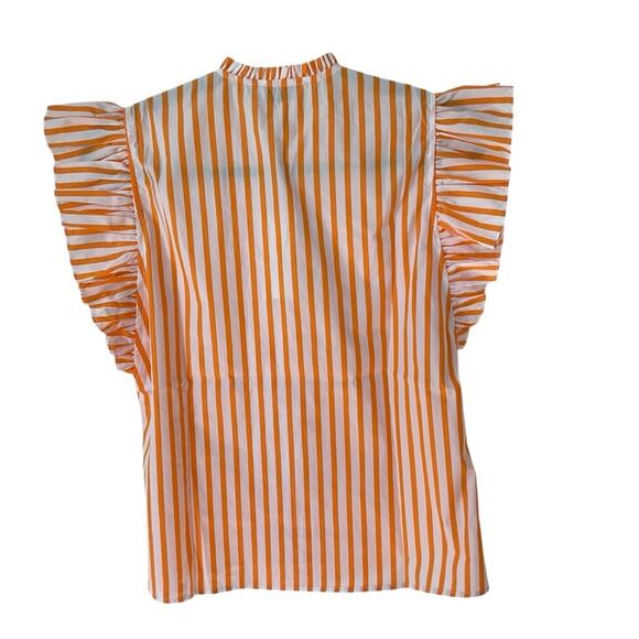 Harshman Estelle top striped ruffle XS NWT orange and white - Picture 3 of 7